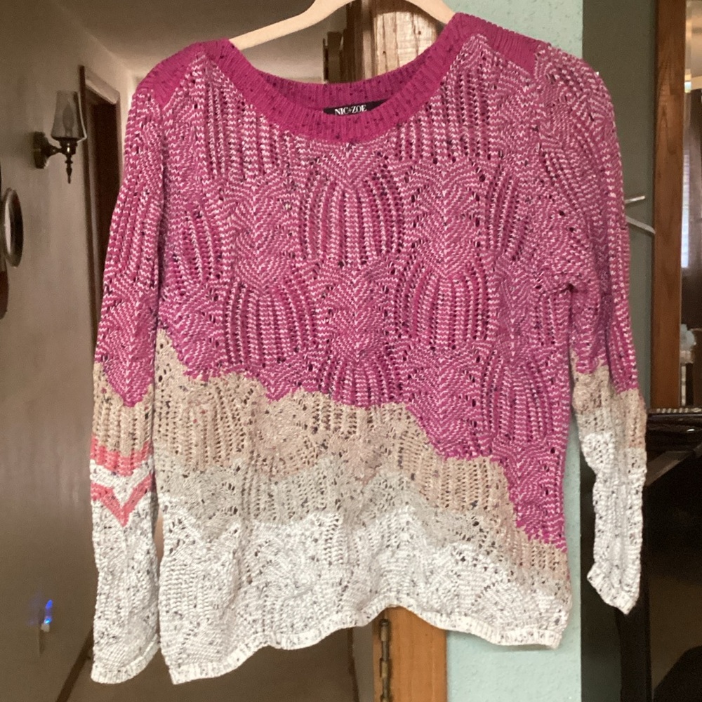 Pink and Cream Knit Sweater